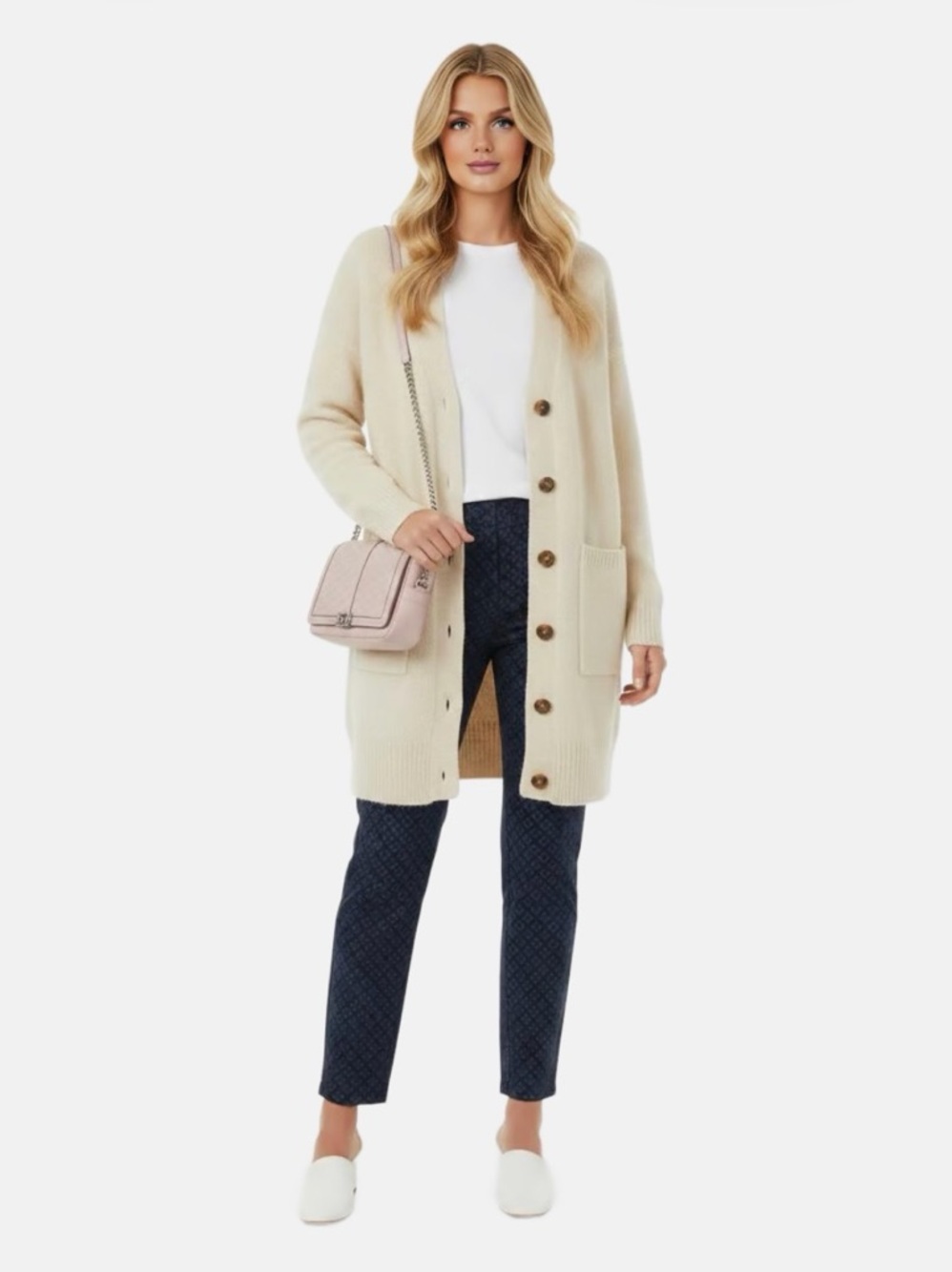 Quince NWT Baby Alpaca Wool Cozy Cream Button-Front Long Cardigan